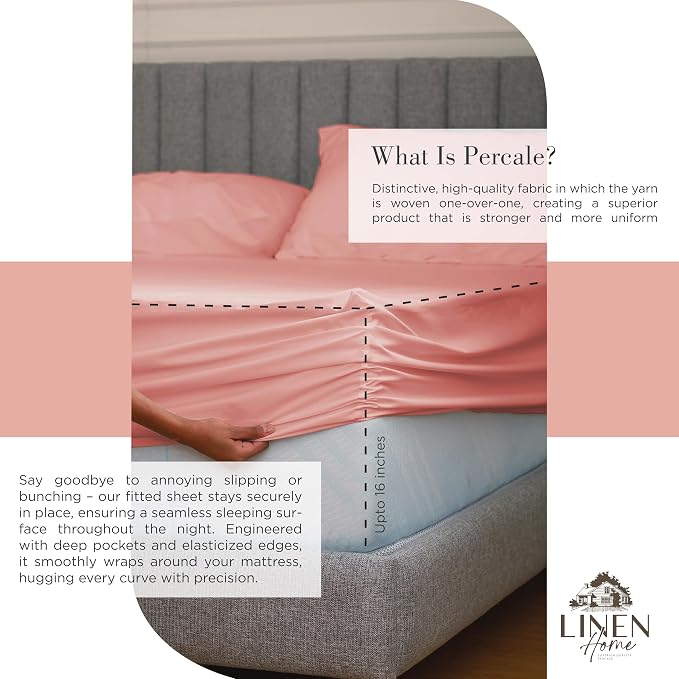Linen Home 100% Cotton Percale Sheets Full Size, English Rose, Deep Pocket - Image 4