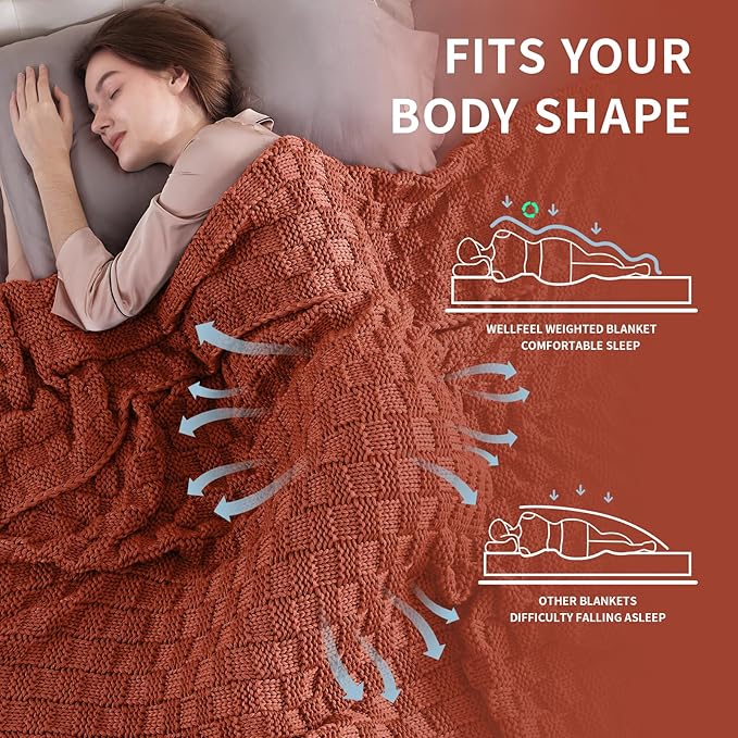 Knitted Weighted Blanket for Adult, No Beads Heavy Blanket 50” x 60'' 10lbs - Image 3