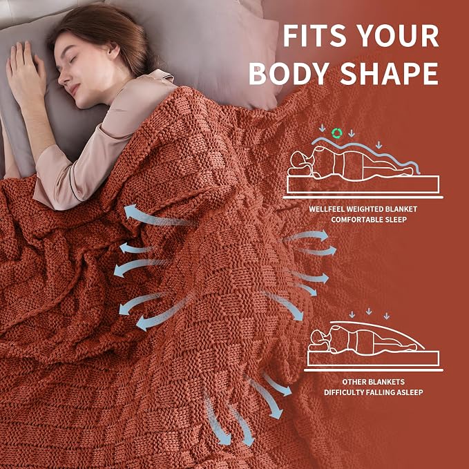 Knitted Weighted Blanket for Adult, No Beads Heavy Blanket 50” x 60'' 7lbs - Image 3