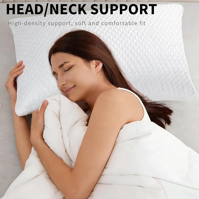 Cooling Pillow for Sleeping King Size Set of 2, Shredded Memory Foam Pillows - Image 2