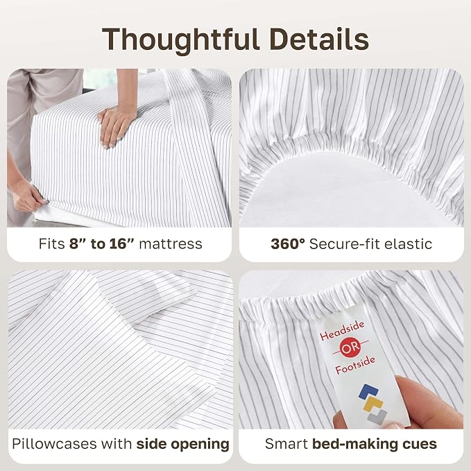California Design Den Soft Cotton Cal King Size Bed Sheets Set, 400 TC Good - Image 5