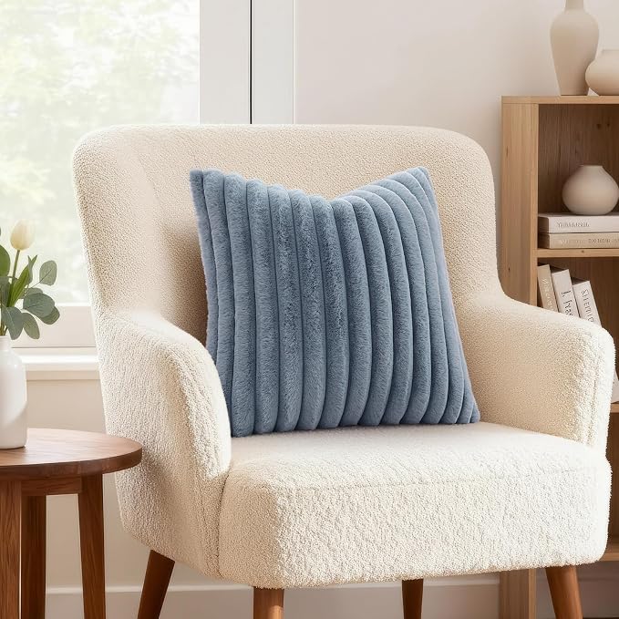 decorUhome Cozy Faux Fur Throw Pillow Covers 26x26 Set of 2 Decorative Soft - Image 4