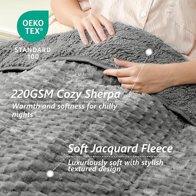 Mr. Sandman Weighted Blankets for Adults Queen Size 25lbs, Warm Sherpa Fleece - Image 2