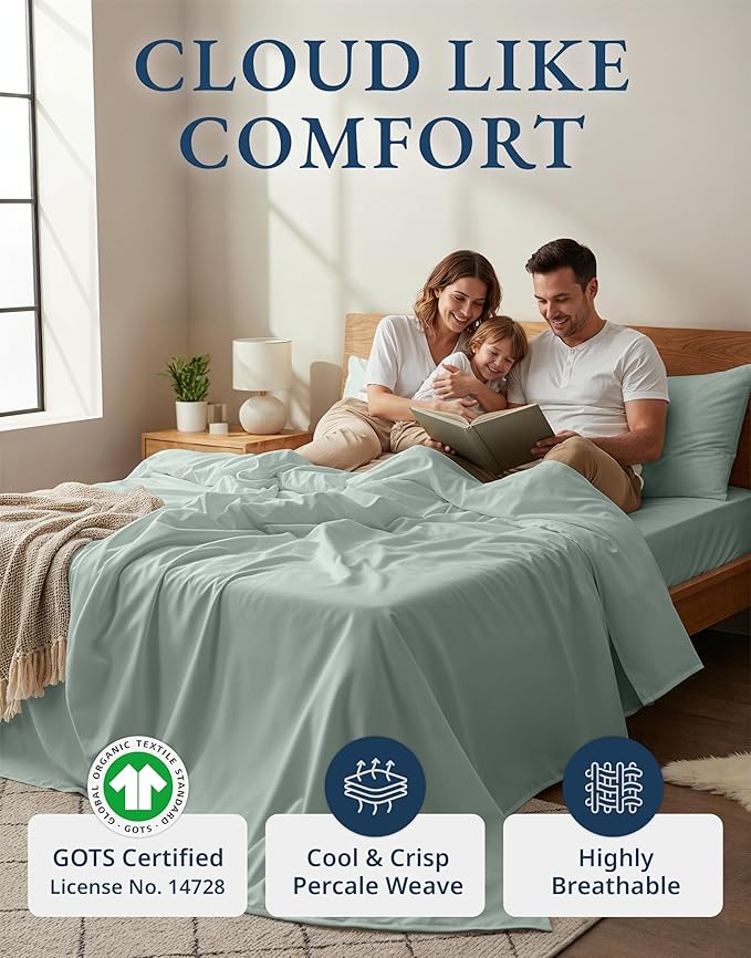 LANE LINEN 100% Organic Cotton California King Sheets Set, Soft & Comf Low Pill - Image 2