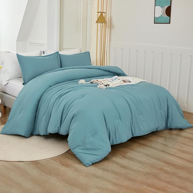 Litanika Oversized King Comforters Grayish Teal Super King Size, 3 Pieces - Image 2
