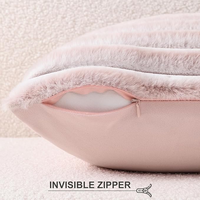 Pallene Faux Fur Plush Throw Pillow Covers 18x18 Set of 2, Luxury Soft Fluffy - Image 3