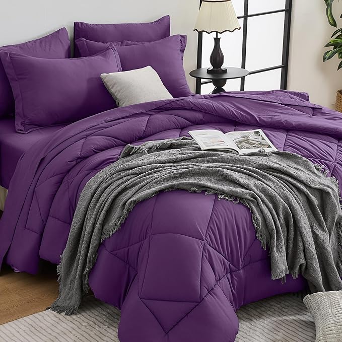 HEVUMYI Grape Purple Twin Comforter Set by HEVUMYI