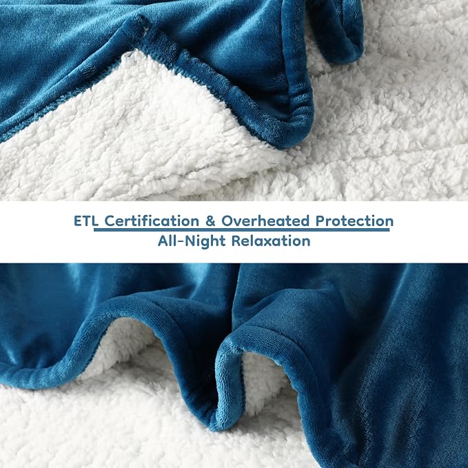 LaffyLo Electric Heated Blanket Queen Size 84 x 90, Dual Control, Fast Heating - Image 2