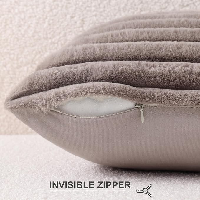 Pallene Faux Fur Plush Lumbar Throw Pillow Covers 12x20 Set of 2, Luxury Soft - Image 3