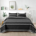 Andency Black California King Quilt Set, 3 Pieces Boho Lightweight Soft Striped by Andency