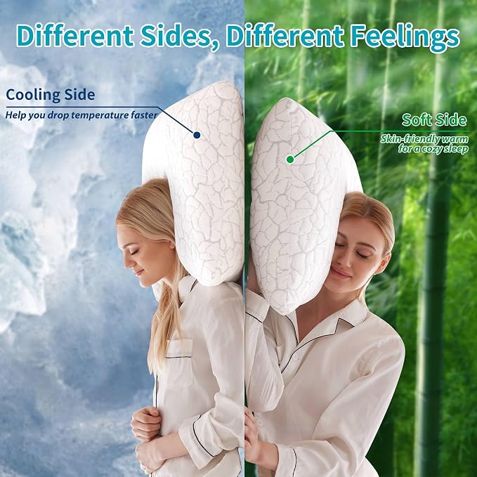 Cooling Pillows for Sleeping 1 Pack, Queen Size Adjustable Shredded Memory Foam - Image 2