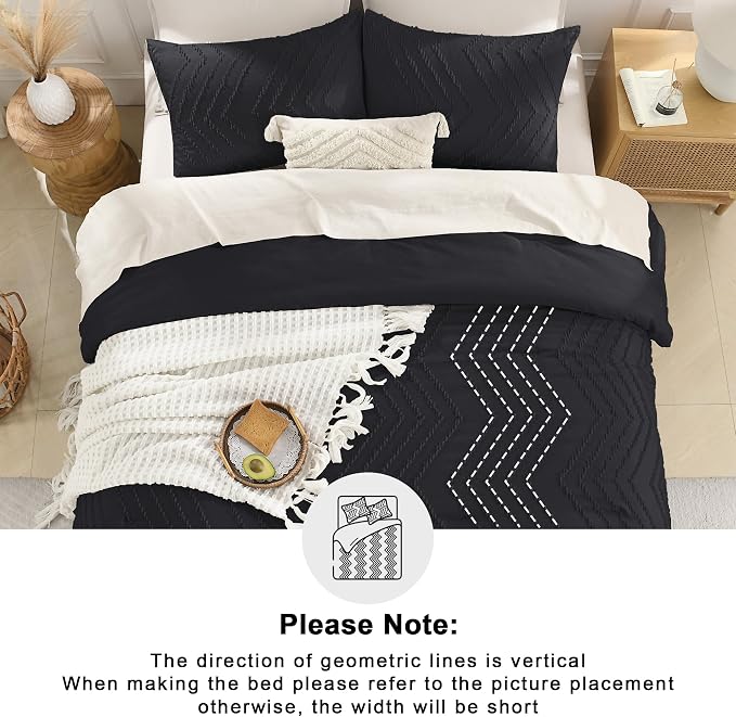 Andency Black Comforter Queen, Boho Soft Fluffy Warm Lightweight Bedding - Image 5
