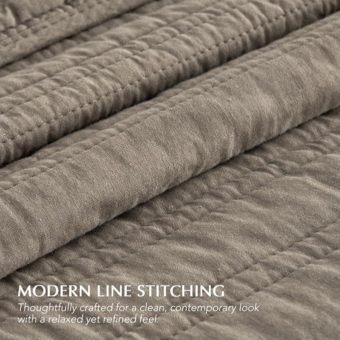 EVERGRACEHOME 100% Cotton Modern Lines Quilt Set Queen Size, Pre-Washed Soft - Image 4