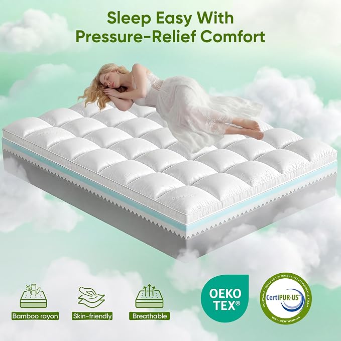 5 Inch California King Mattress Topper, Memory Foam Mattress Toppers -2.5" Gel - Image 7