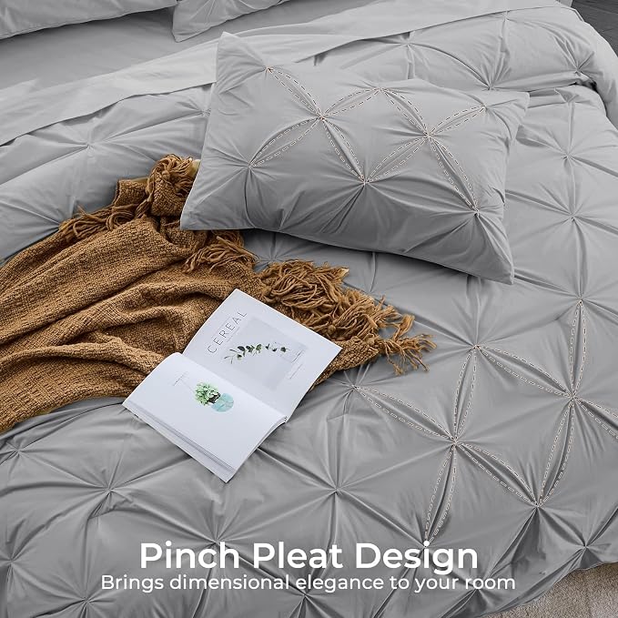 Sasttie Queen Comforter Set, 7-Piece Bed in a Bag, Pintuck Bedding Sets - Image 4