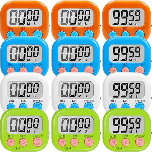12 Pack Multi-Function Digital Timers, Magnetic Large LCD Display Loud Alarm by Unknown
