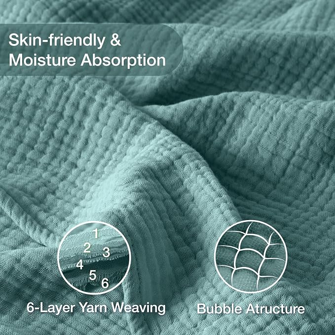 100% Cotton Muslin Blanket Large 50" x 70", 6 Layers Breathable and Lightweight - Image 5