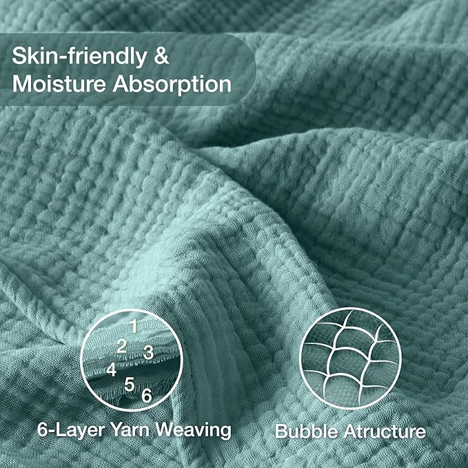 100% Cotton Muslin Blanket 40" x 40", Breathable and Lightweight Cotton Throw - Image 5