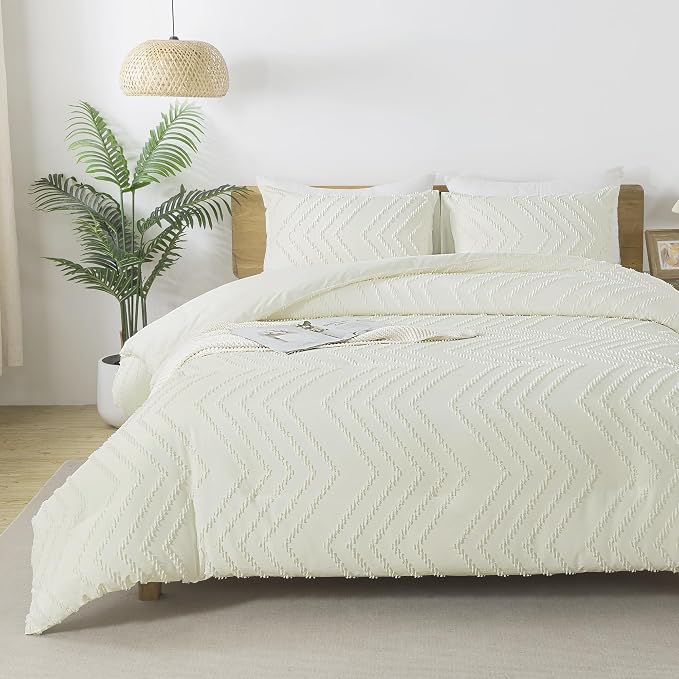 Andency Ivory Comforter Set Full Size, Boho Soft Warm Tufted Bedding Comforter - Image 6