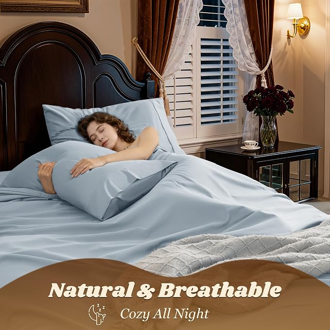 LBRO2M 1000 Thread Count 100% Egyptian Cotton Sheets Set Full Size, 4 Piece - Image 5