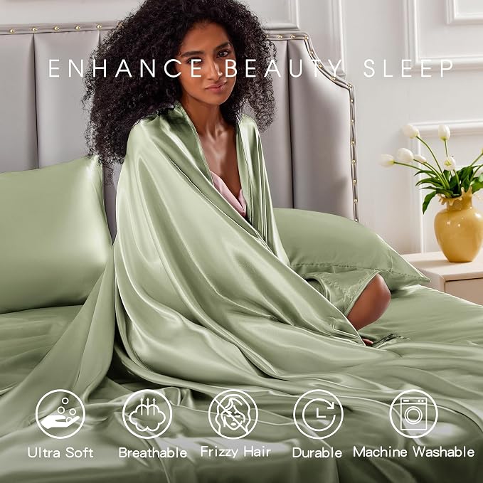 FreshCulture Satin Sheets Twin XL Bed Set - Image 7