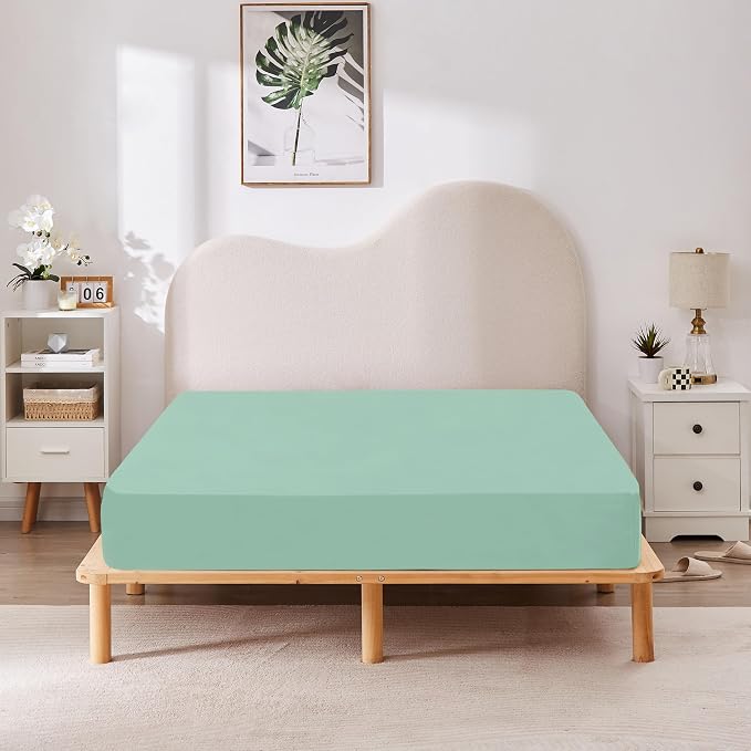 HBHLFZ Queen Fitted Sheet Only, Soft Breathable Bottom Sheet - Image 6