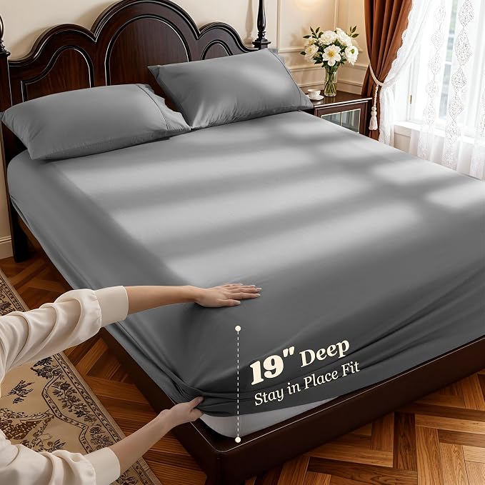 LBRO2M 100% Cotton Sheets Set Deep Pocket 19", 1000 Thread Count King Size 4 - Image 2