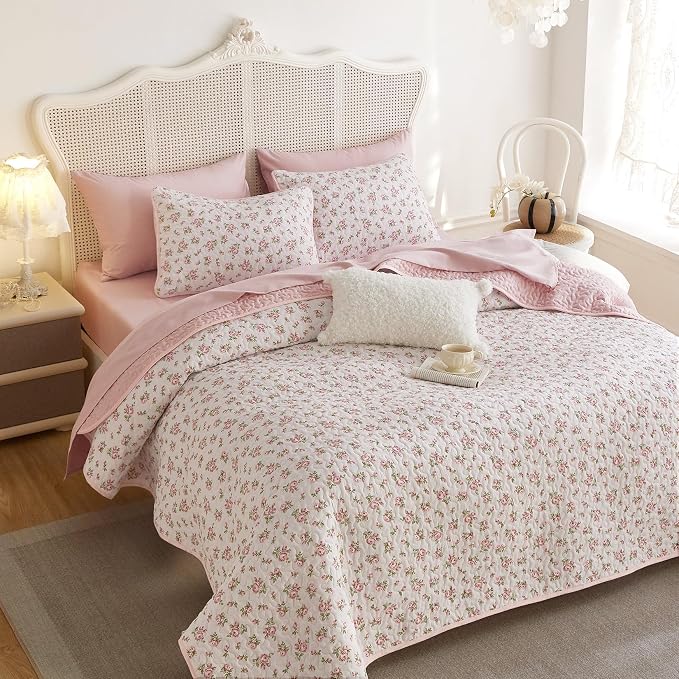 Wake In Cloud - Floral Quilt Set, Coquette Cottagecore Shabby Chic Flower - Image 3