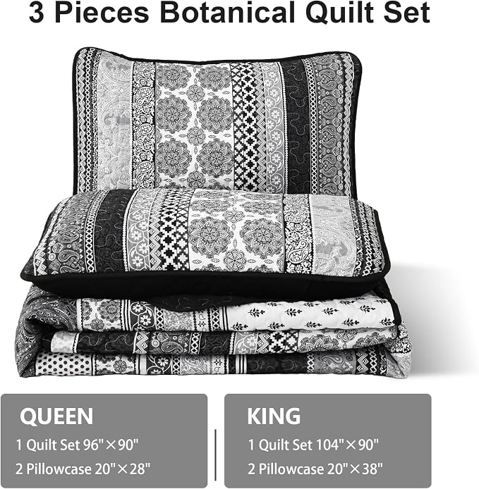WONGS BEDDING Boho Quilt Set King Size, Lightweight Bedspread Coverlet Bedding - Image 7