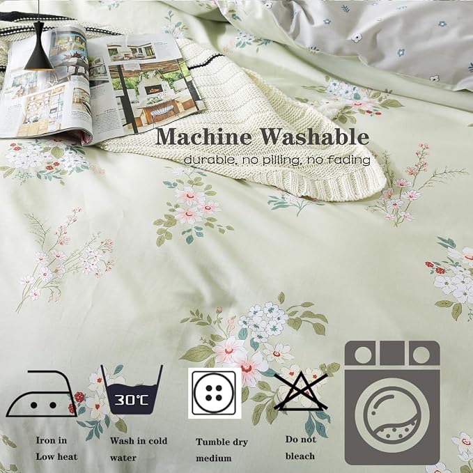 FADFAY Floral Duvet Cover Set Twin XL 100% Cotton College Bedding Vintage - Image 7