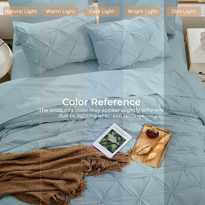 Sasttie Queen Comforter Set, 7-Piece Bed in a Bag, Pintuck Bedding Sets - Image 8