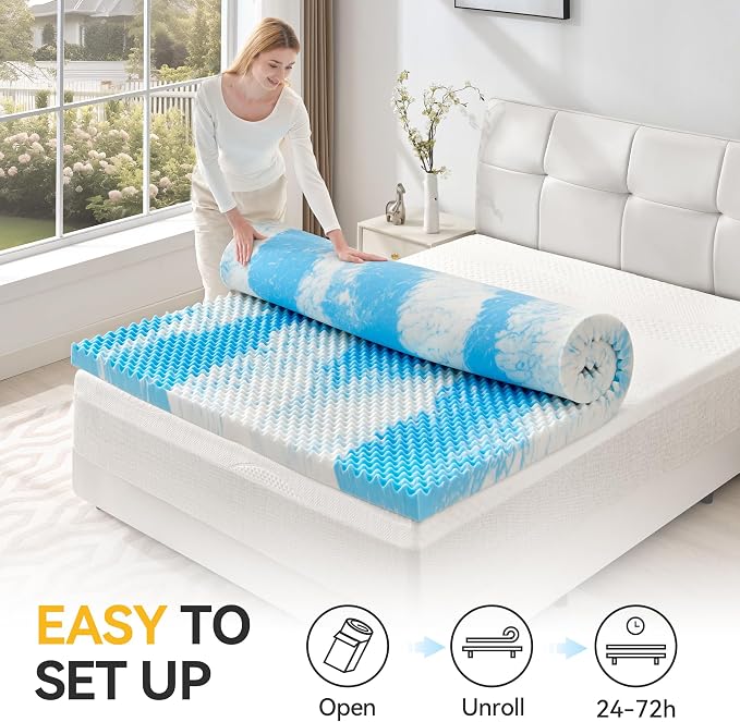 SINWEEK 2 Inch Egg Crate Memory Foam Mattress Topper Twin XL, Twin Extra Long - Image 7