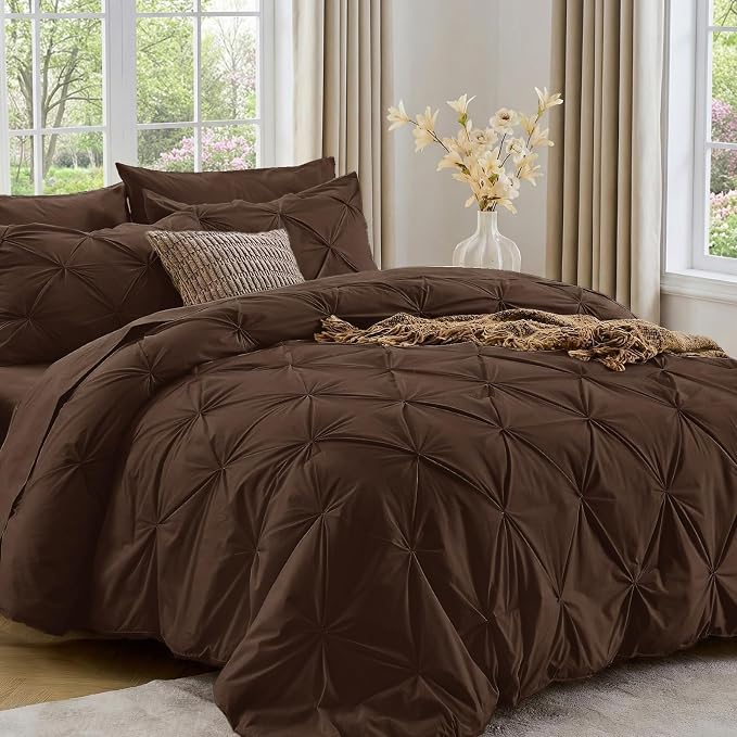 Sasttie California King Comforter Set, 7-Piece Bed in a Bag Cal King, Pintuck by SASTTIE
