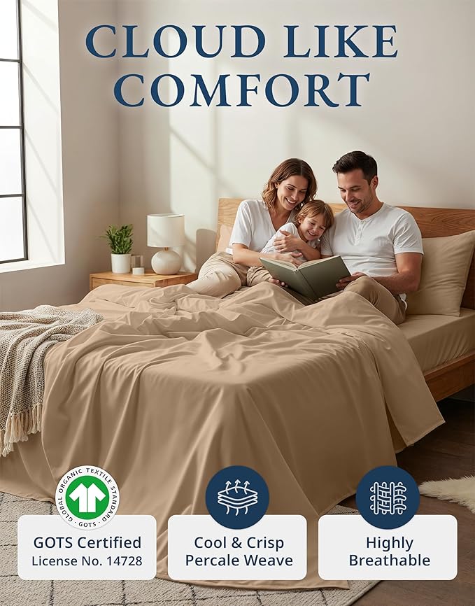 LANE LINEN 100% Organic Cotton California King Sheets Set, 4-Piece Organic - Image 2