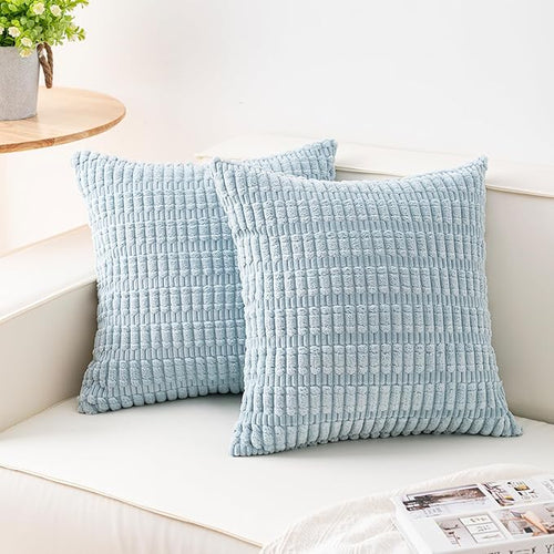 Aegero Pack of 2 Corduroy Decorative Throw Pillow Covers 16x16 Inch Soft by Unknown