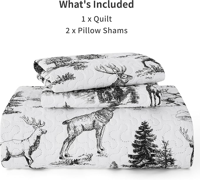 PPOLCA Rustic King Quilt Bedding Set, Christmas Lightweight Reversible Cabin - Image 6
