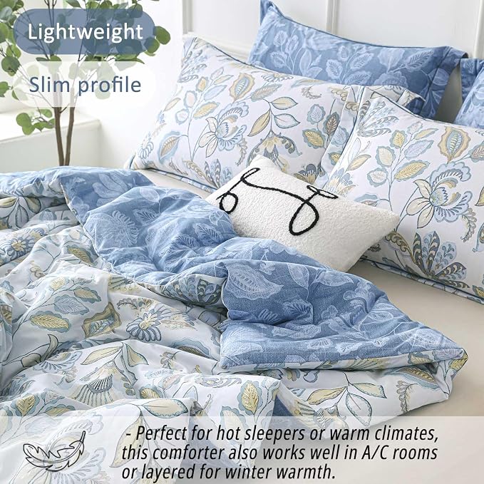 LEMIROE Vintage Botanical Cotton Comforter King Size 3PC - Image 3