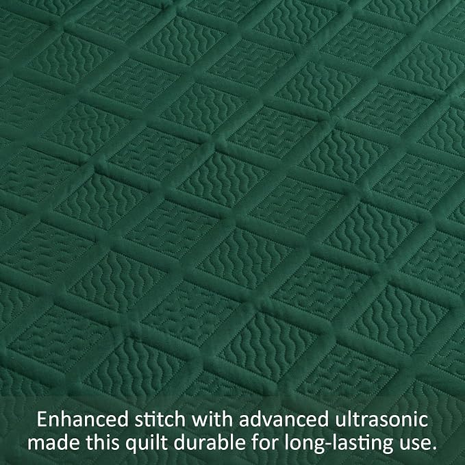 Yiran Twin Quilt Set, Emerald Green Lightweight Soft Bedspreads Bedding Set - Image 6