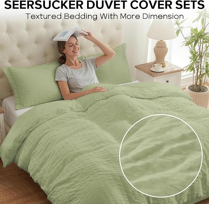 Cozyide Green Duvet Cover Queen Size, 3 Pieces Bedding Duvet Covers, Soft - Image 2