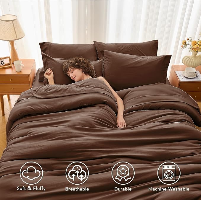 MUXHOMO 7 Pieces Queen Comforter Set, Soft Bed in a Bag Queen Size, All Season - Image 3