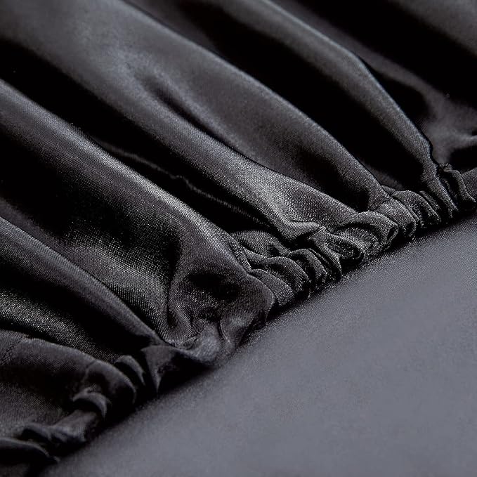 Homiest Black Satin Fitted Sheet Queen Size, Deep Pocket, Luxury & Ultra Soft - Image 4