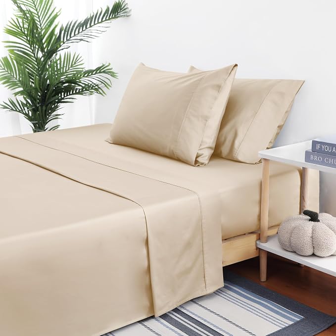 Flat Sheet Only TwinXL Size, 400 TC 100% Egyptian Cotton Flat Sheet-Beige Grey - Image 5