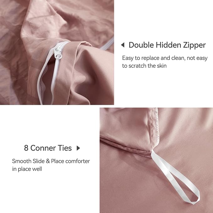 JELLYMONI Smokey Pink Duvet Cover Twin Size, Soft Breathable Seersucker Duvet - Image 5
