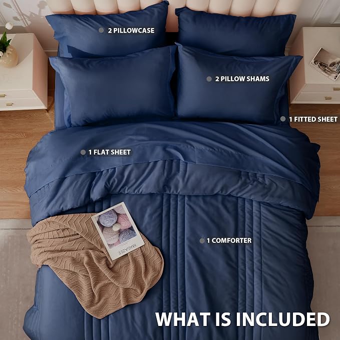 Queen Comforter Set Navy - Image 3