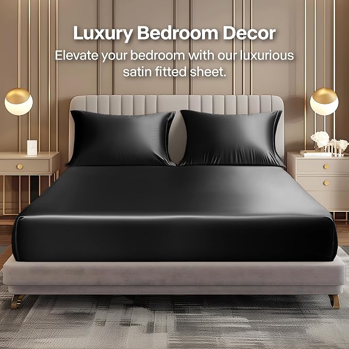 BEDELITE Satin Queen Fitted Sheet & Pillowcase Set - Image 2