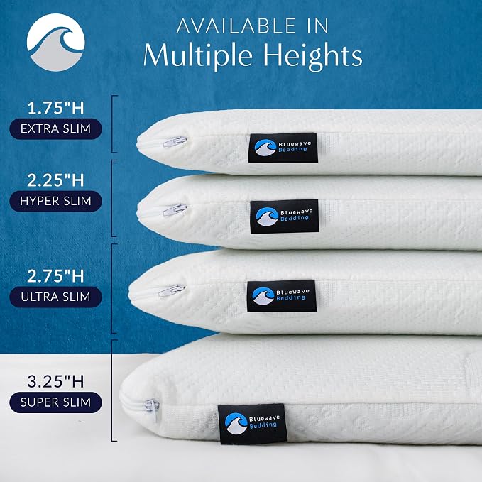 Bluewave Bedding Hyper Slim Gel Memory Foam Pillow - Image 7