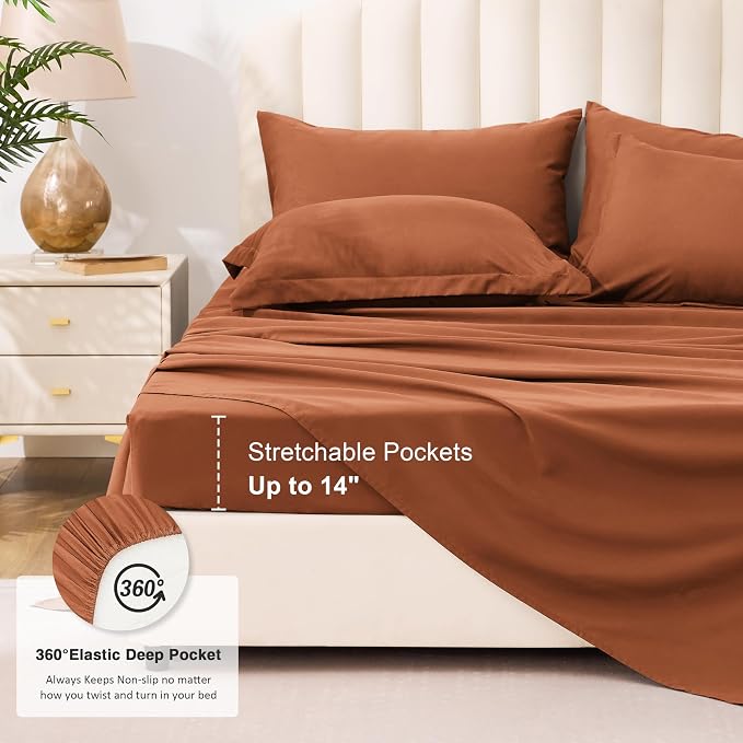 Love's cabin Twin Comforter Set Burnt Orange, 5 Pieces Twin Bed in a Bag - Image 6