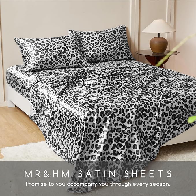 MR&HM Satin Sheets with Elastic Corner Straps, Queen Size Sheets Set - Image 8