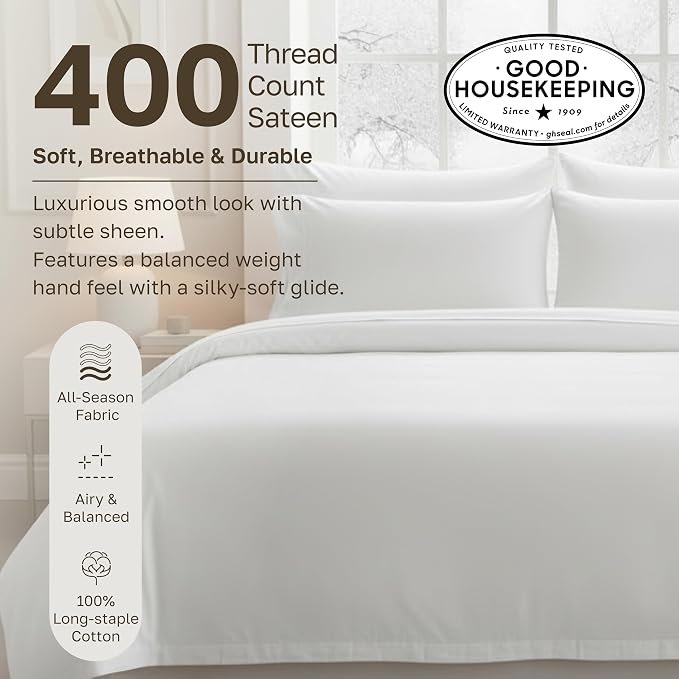 California Design Den 3 Piece King Size Duvet Cover Set, 400 Thread Count 100% - Image 4