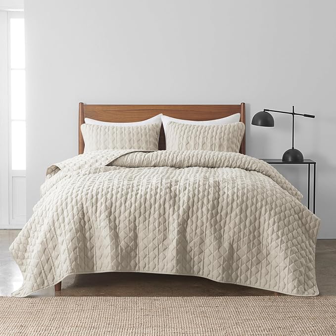 WDCOZY Light Beige Twin Size Quit Bedding Set - Image 2